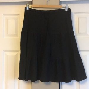 Black Linen Knee Length Skirt